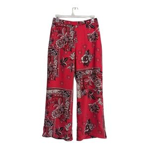 Express Red Floral Women's Boho Wide Leg Pants